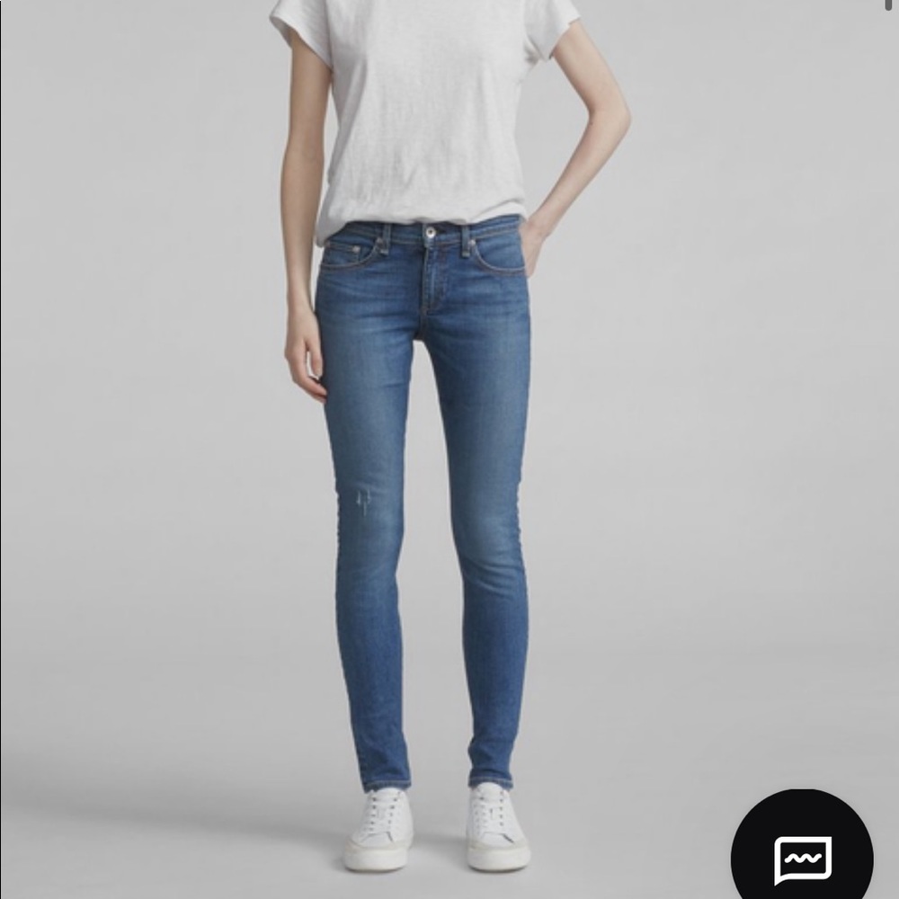 Rag and bone size 27 skinny leg dark denim stretchy jeans 
Stylenumber W1502K520